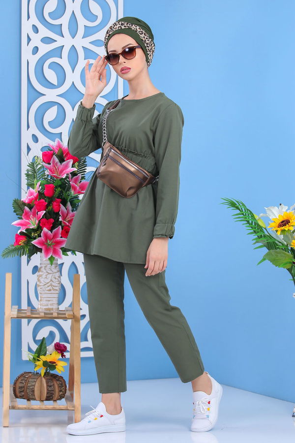Tunik Pantolon Siyah Haki - 7530 HAKİ