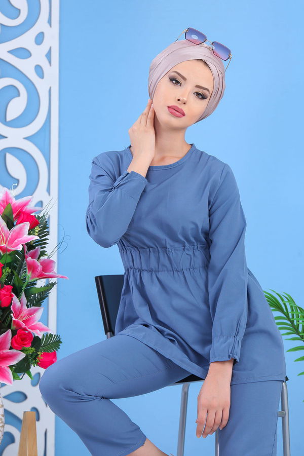 Tunik Pantolon Siyah Mavi - 7530 MAVİ
