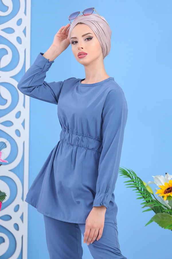 Tunik Pantolon Siyah Mavi - 7530 MAVİ