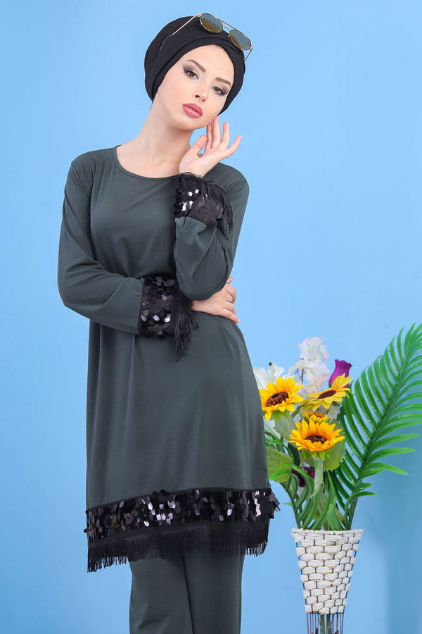 Tunik Pantolon Siyah Haki - 7531 HAKİ