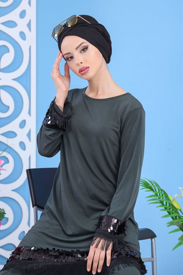 Tunik Pantolon Siyah Haki - 7531 HAKİ
