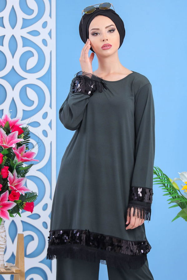 Tunik Pantolon Siyah Haki - 7531 HAKİ