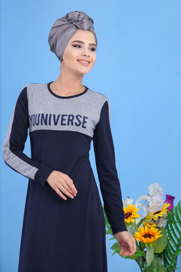 Baskılı Elbise - Gri 03 5144 Gri - 5144 GRİ