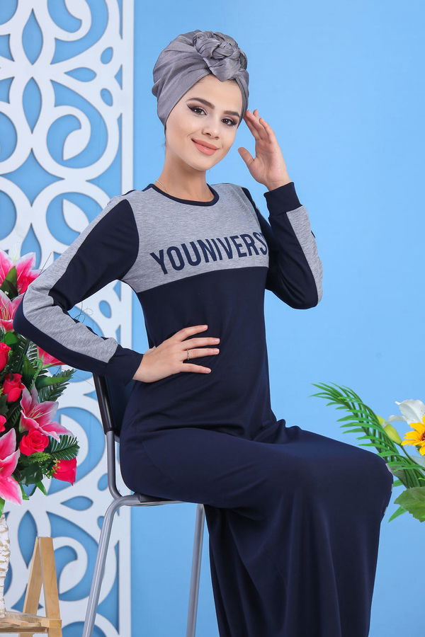 Baskılı Elbise - Gri 03 5144 Gri - 5144 GRİ