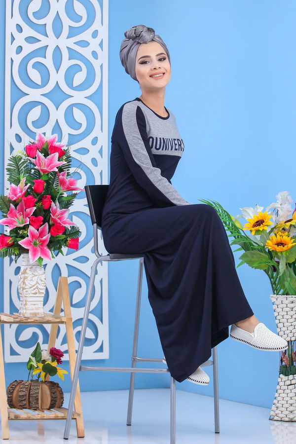 Baskılı Elbise - Gri 03 5144 Gri - 5144 GRİ