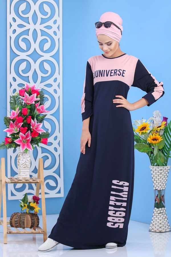 Baskılı Elbise - Pudra 03 5144 Pembe - 5144 PEMBE