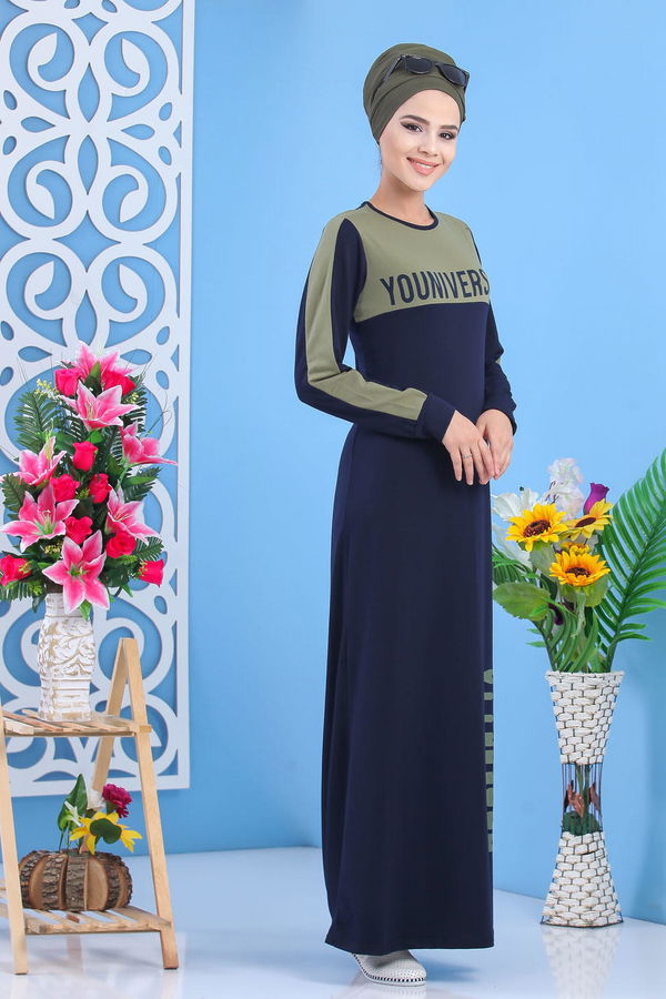 Baskılı Elbise - Haki 03 5144 Haki - 5144