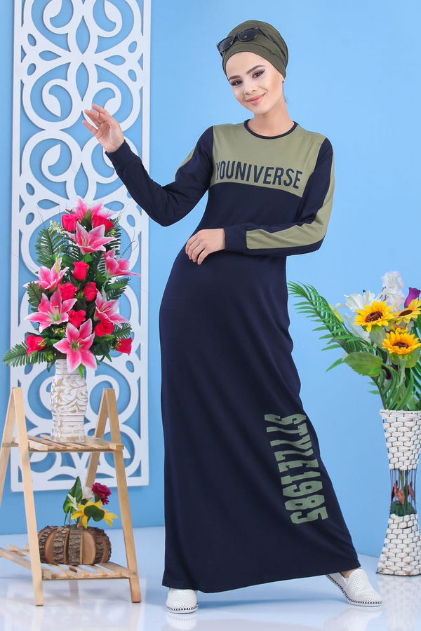 Baskılı Elbise - Haki 03 5144 Haki - 5144