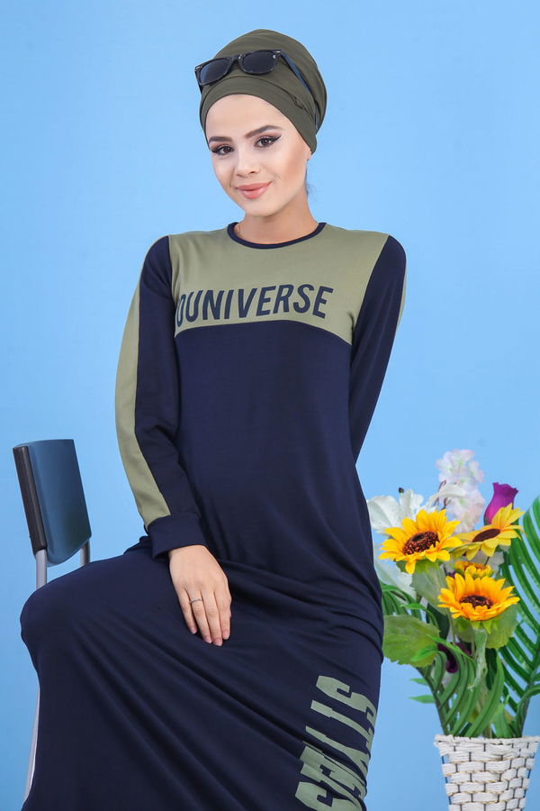 Baskılı Elbise - Haki 03 5144 Haki - 5144