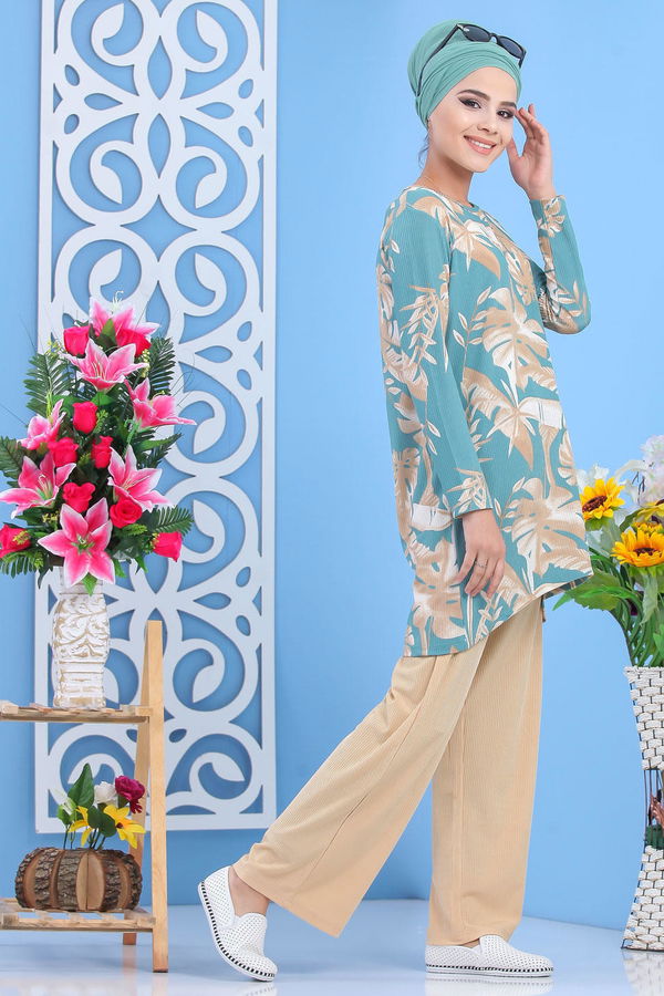 Tunik Pantolon Siyah  Yeşil - 5153 YEŞİL