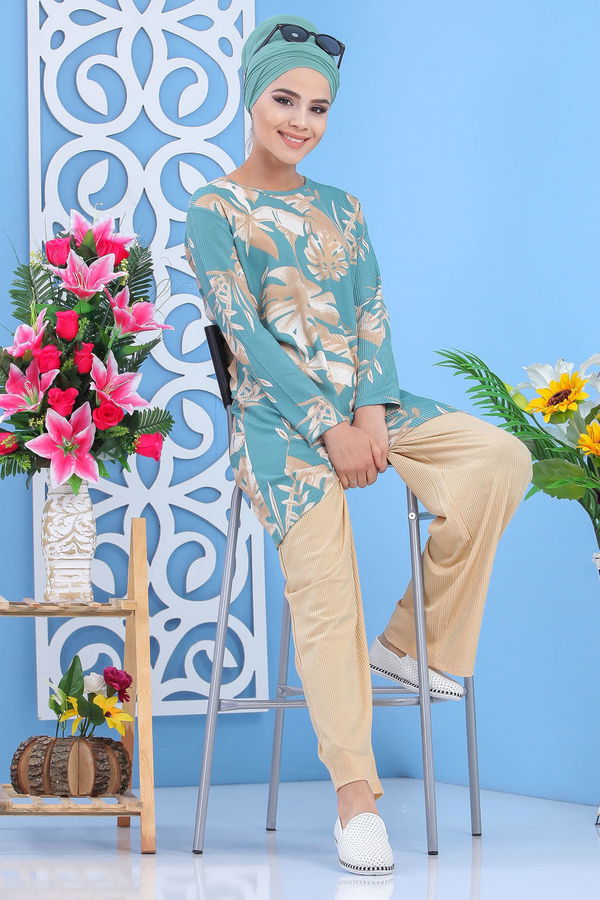 Tunik Pantolon Siyah  Yeşil - 5153 YEŞİL
