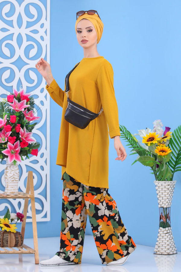 Tunik Pantolon Haki Sarı - 7557 Sarı