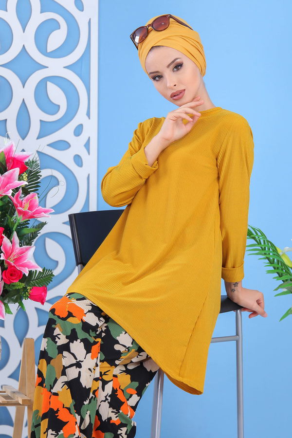 Tunik Pantolon Haki Sarı - 7557 Sarı