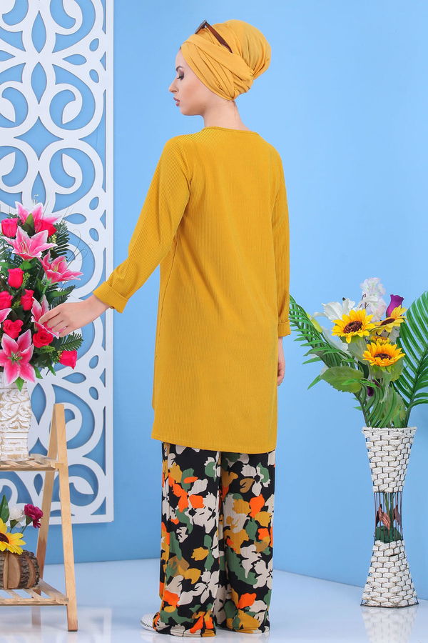 Tunik Pantolon Haki Sarı - 7557 Sarı