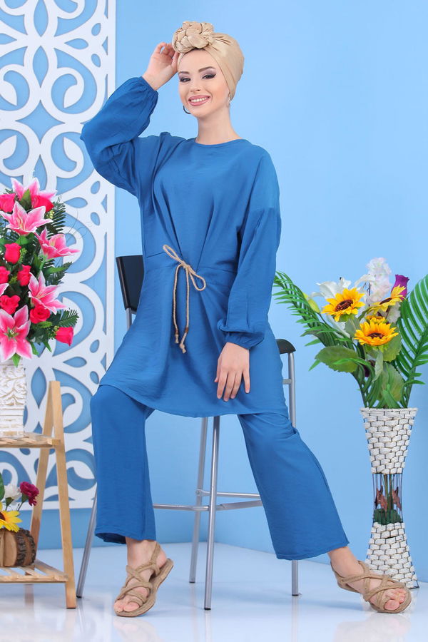Tunik Pantolon Siyah  Mavi - 7561 MAVİ
