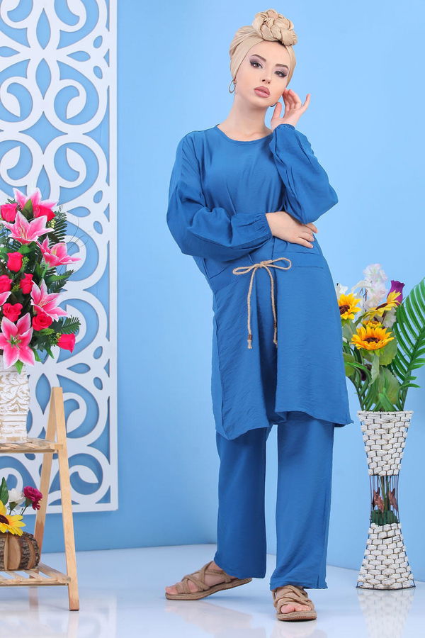 Tunik Pantolon Siyah  Mavi - 7561 MAVİ