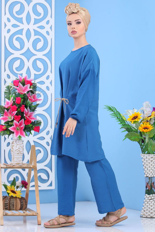 Tunik Pantolon Siyah  Mavi - 7561 MAVİ