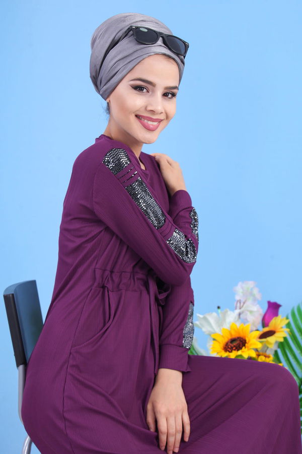 Elbise Siyah  Mürdüm - 7562 MÜRDÜM