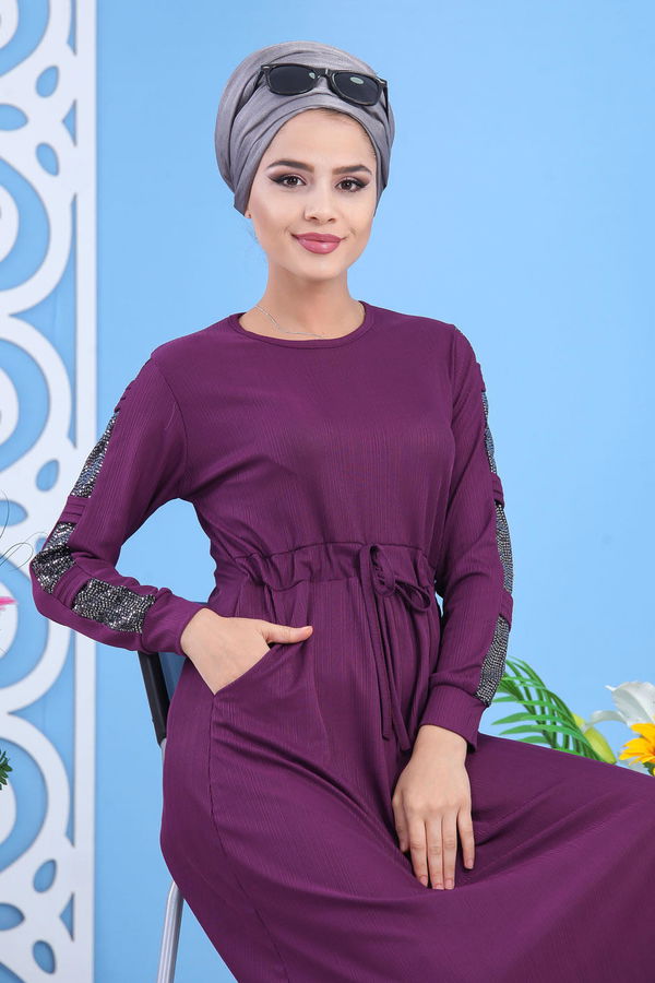 Elbise Siyah  Mürdüm - 7562 MÜRDÜM