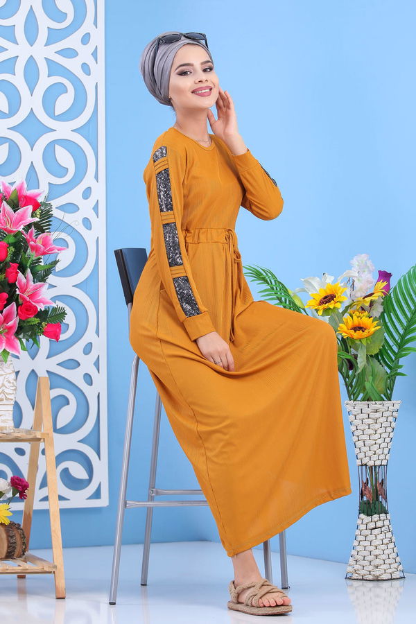 Elbise Siyah  Sarı - 7562