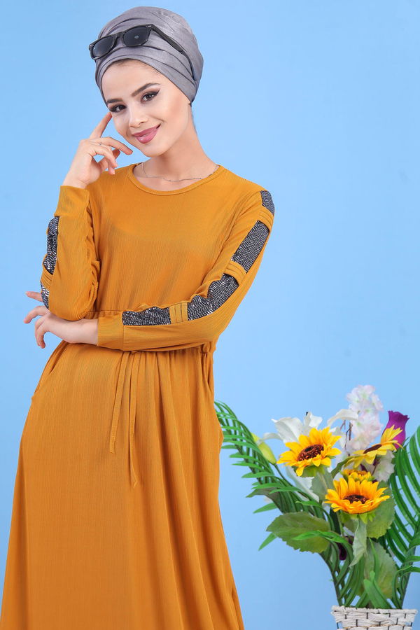 Elbise Siyah  Sarı - 7562