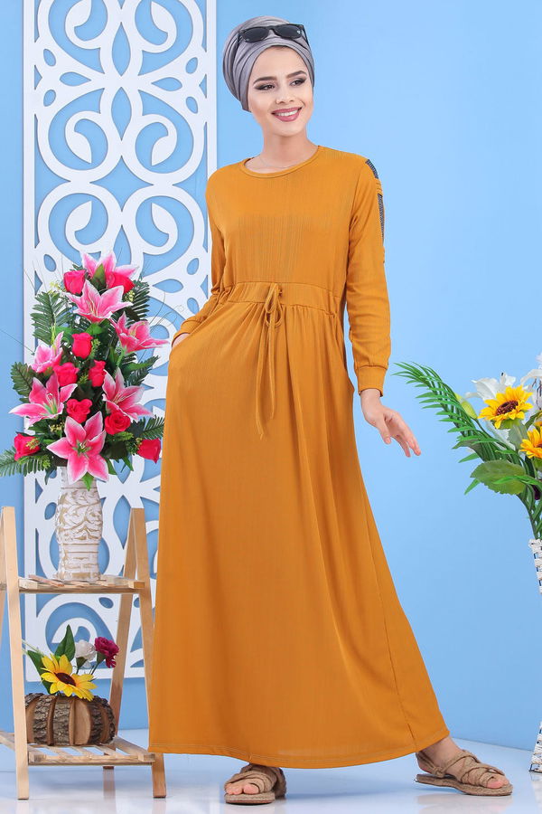 Elbise Siyah  Sarı - 7562