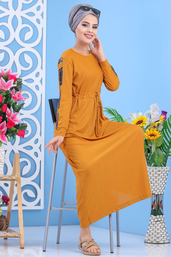 Elbise Siyah  Sarı - 7562