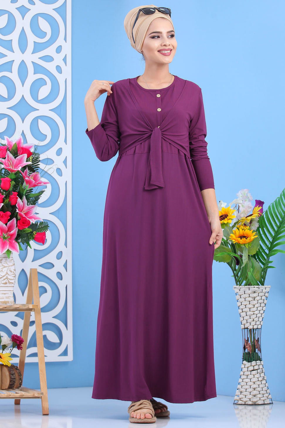 Elbise Siyah  Mürdüm - 7564