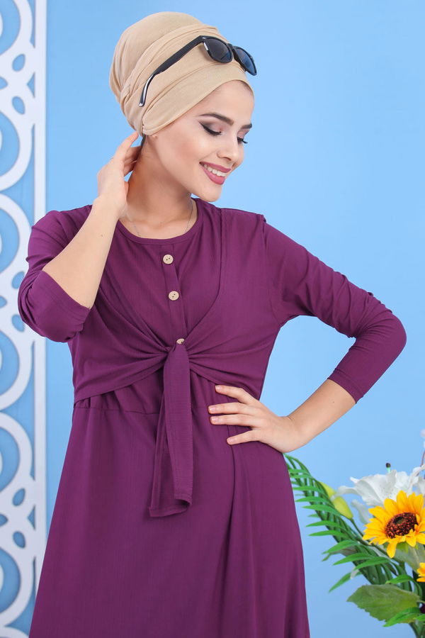 Elbise Siyah  Mürdüm - 7564