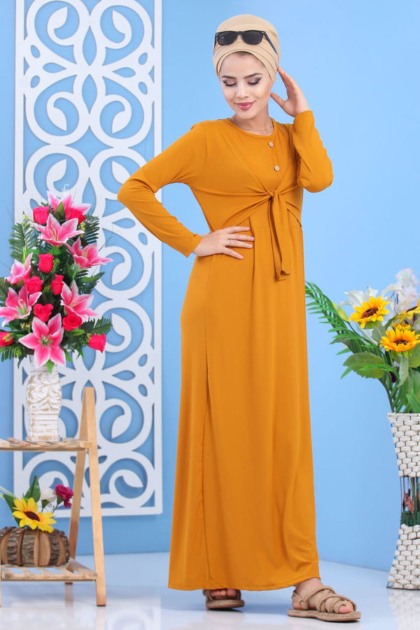 Elbise Siyah  Sarı - 7564 Sarı