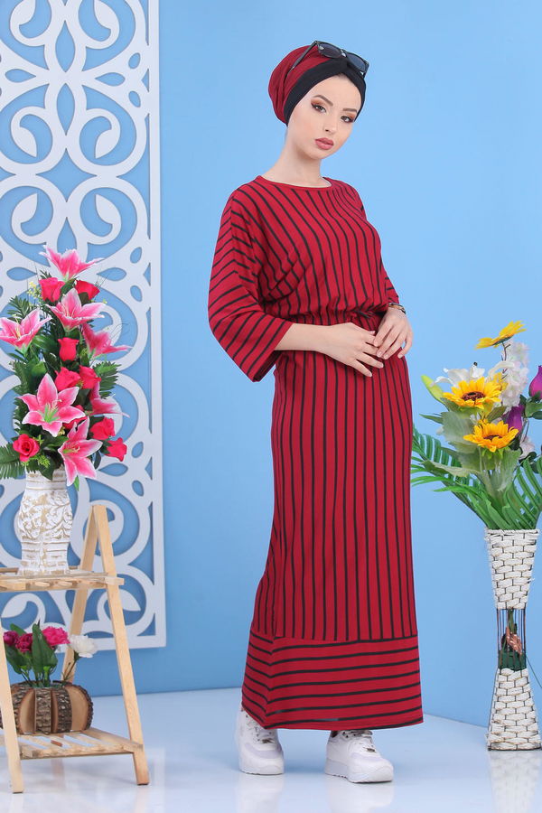 Elbise Haki Bordo - 5149