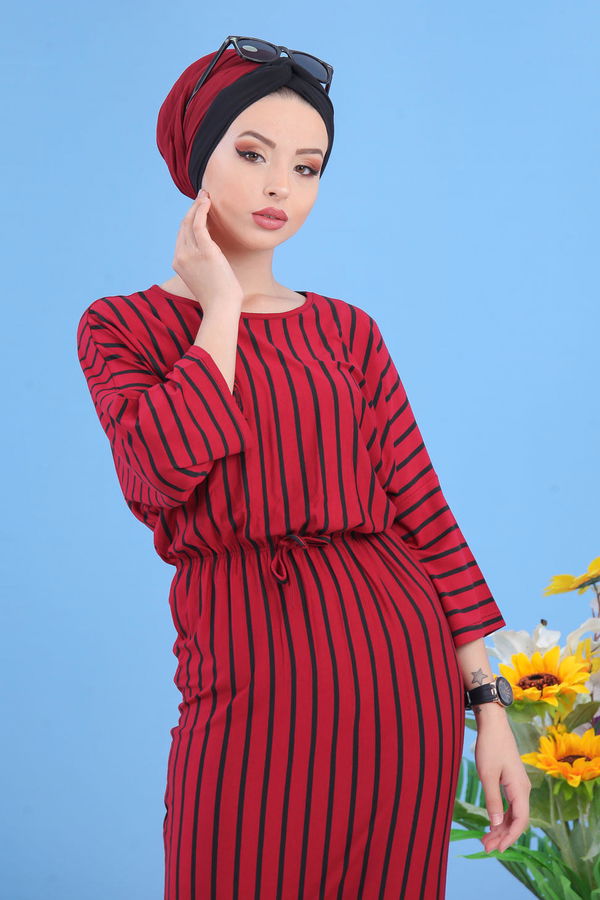 Elbise Haki Bordo - 5149