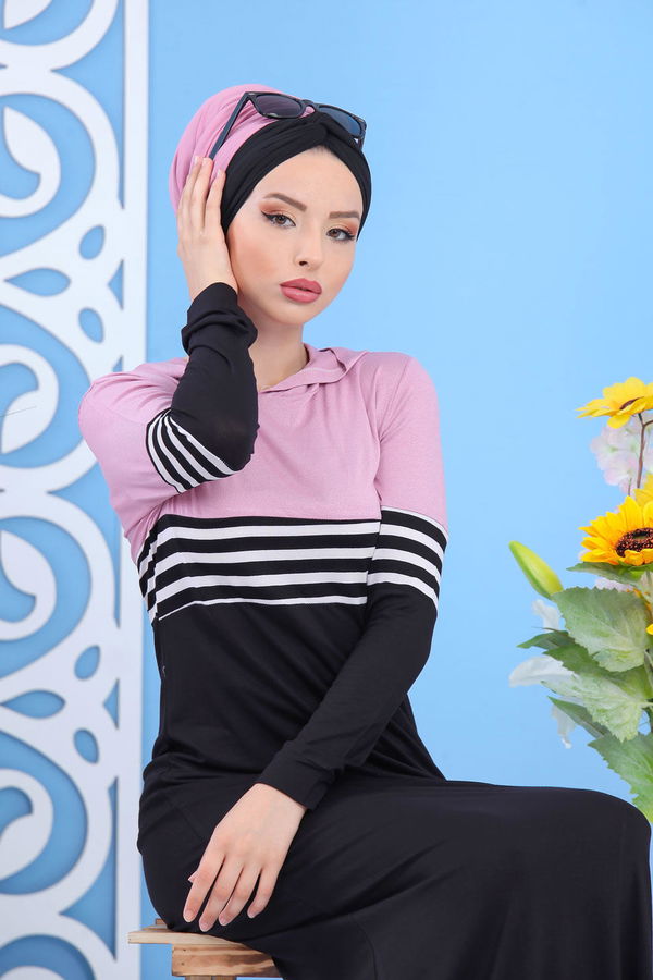 Elbise Siyah Pudra - 03 5147 Pembe - 5147