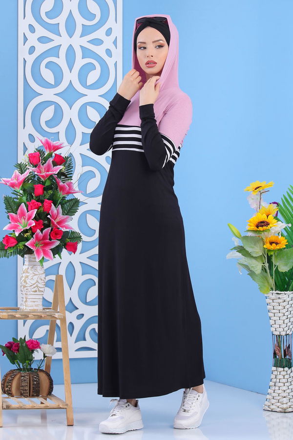 Elbise Siyah Pudra - 03 5147 Pembe - 5147