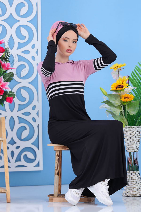 Elbise Siyah Pudra - 03 5147 Pembe - 5147