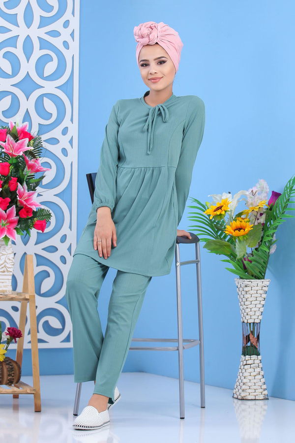 Tunik Pantolon Siyah Yeşil - 7397