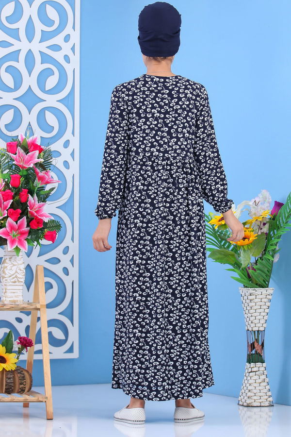 Desenli Elbise Lacivert  Lacivert - 7589 LACİVERT