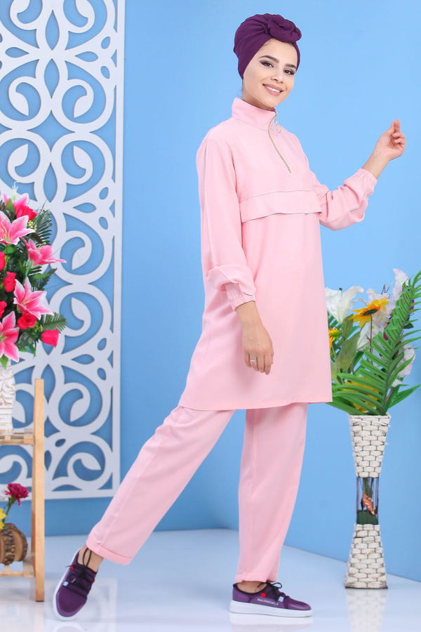 Tunik Pantolon Pudra  Pembe - 7601 PEMBE