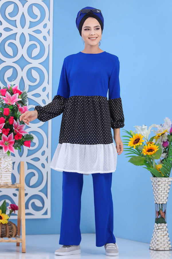 Tunik Pantolon Saks - 02 7602 Mavi - 7602