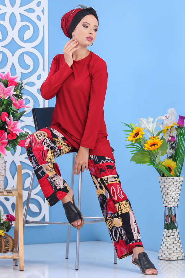 Tunik Pantolon Bordo  Bordo - 7607 BORDO