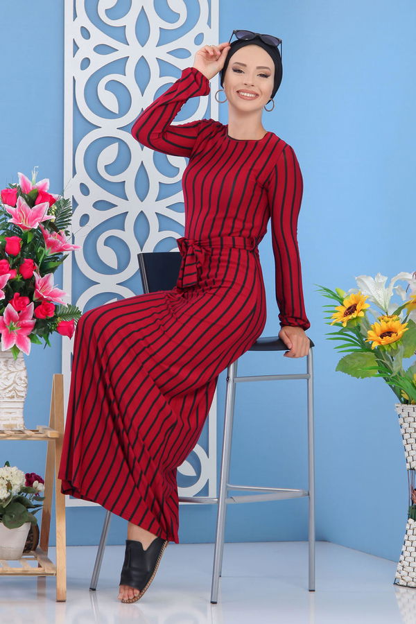 Elbise Haki Bordo - 5156