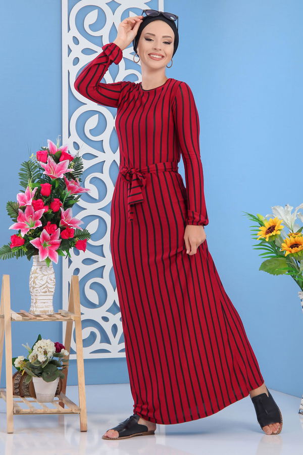 Elbise Haki Bordo - 5156