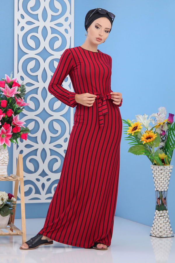 Elbise Haki Bordo - 5156