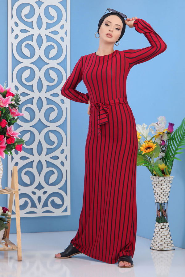 Elbise Haki Bordo - 5156