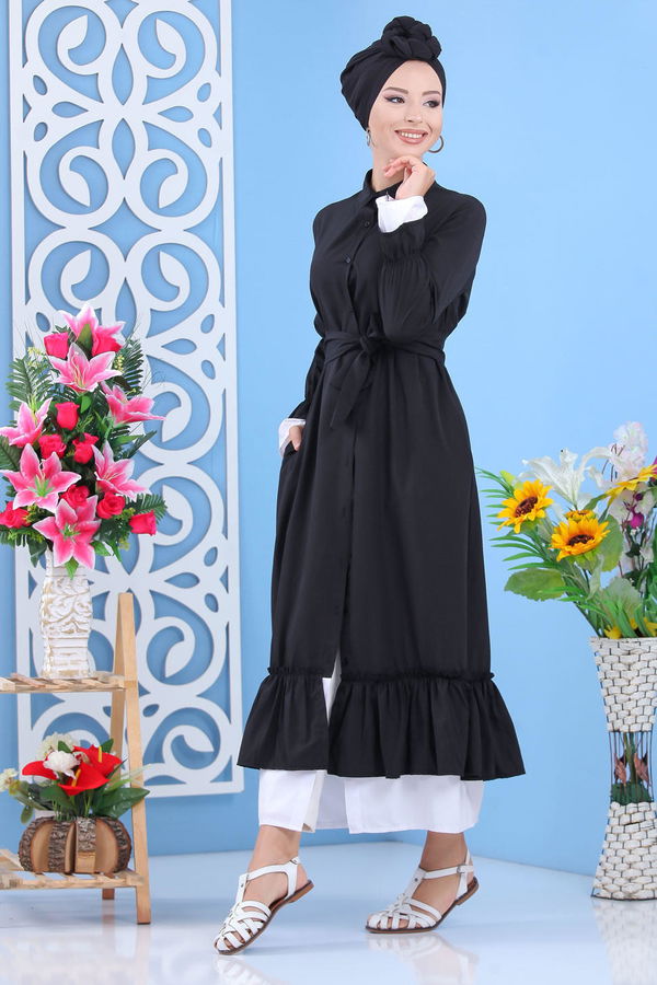 Fırlırlı Elbise Siyah - 02 7638 Siyah - 7638 SİYAH