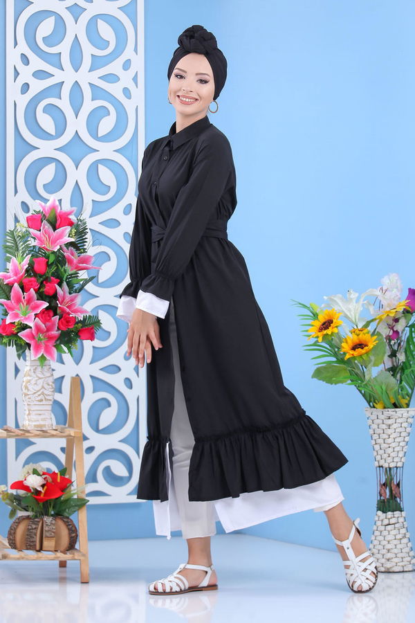 Fırlırlı Elbise Siyah - 02 7638 Siyah - 7638 SİYAH