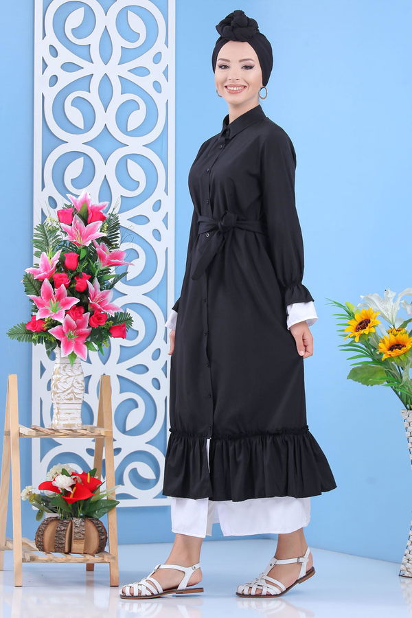 Fırlırlı Elbise Siyah - 02 7638 Siyah - 7638 SİYAH