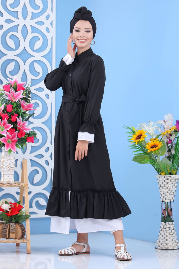 Fırlırlı Elbise Siyah - 02 7638 Siyah - 7638 SİYAH