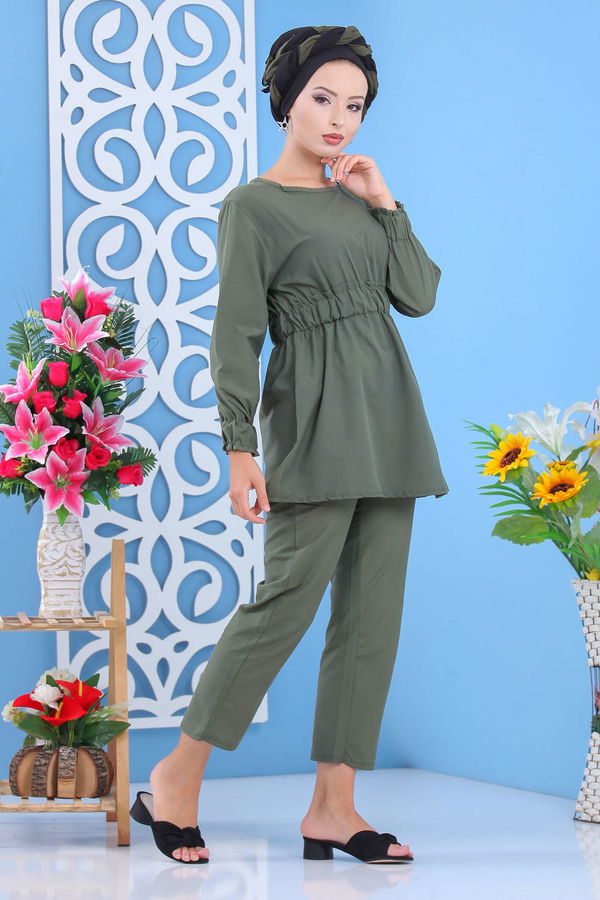 Tunik Pantolon Siyah  Haki - 7644
