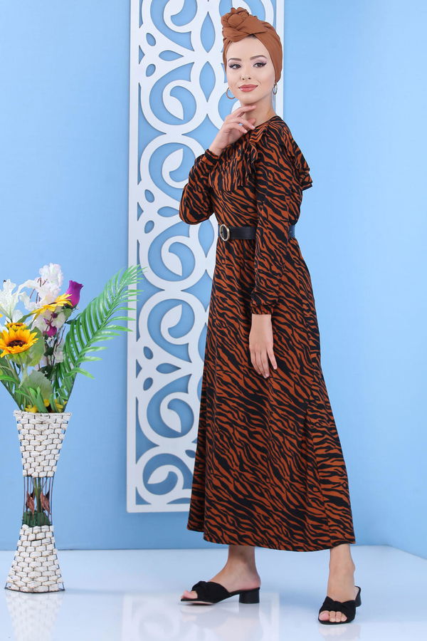 Leopar Desen Elbise Taba - 02 7315 Taba - 7315